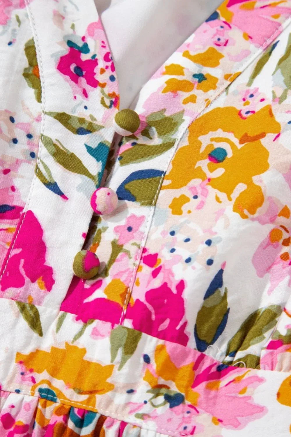 Floral Puff Sleeve Midi Dress with Pockets Bazaare Mart Floral Midi Dress