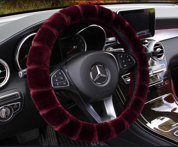 Velvet Warm Grip Steering Wheel Cover Wine Red CJ Dropshipping Steering Wheel Cover