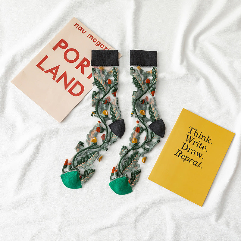 Women's Transparent Floral Socks