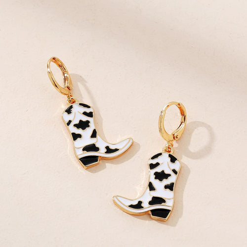 B&W Western Cowboy Boots Earrings CJ Dropshipping B&W Cowboy Boot Earrings