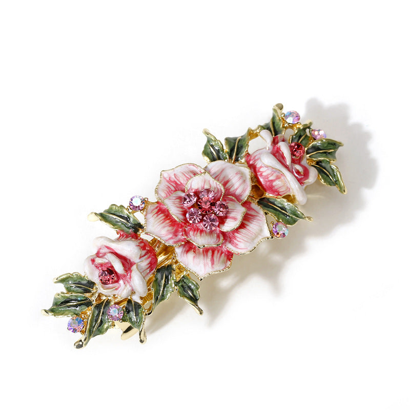 Retro Style Crystal Rhinestone Hair Clip Red CJ Dropshipping Floral Rhinestone Barette
