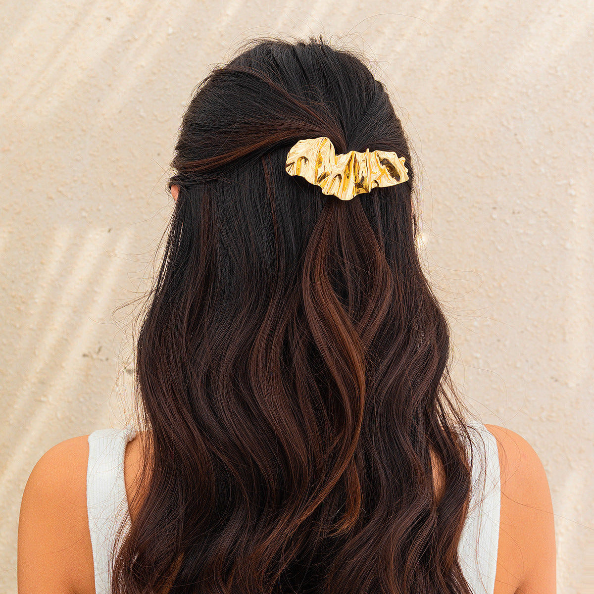 Irregular Pleated Rectangle Barrettes