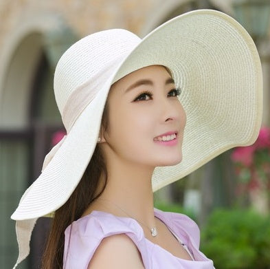 Large Floppy Folding White Beach Hat