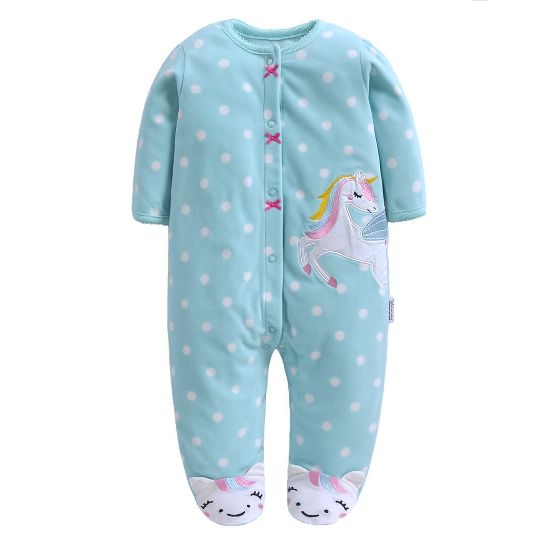 Blue Polka Dot Flying Unicorn PJs