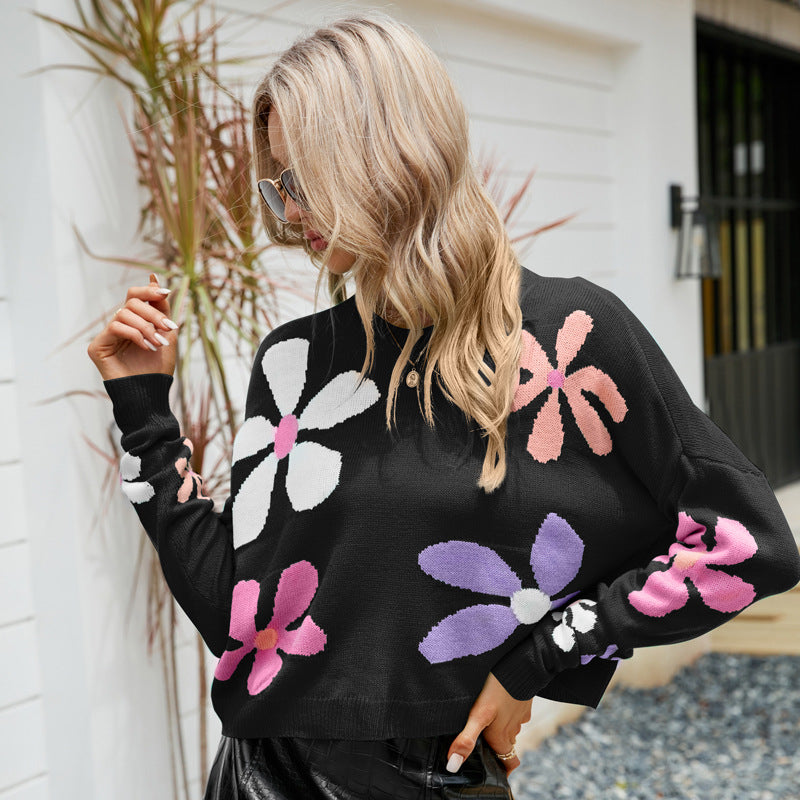 Giant Pastel Flower Pull Over Sweater