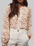 Western Floral Button Down Long Sleeve Shirt Khaki Trendsi Floral Button Down Long Sleeve Shirt