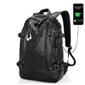 USB Charging Leather Backpacks Black CJ Dropshipping Leather Backpack
