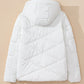 White Solid Quilted Hooded Zip Up Puffer Coat Bazaare Mart Outerwear/Jackets