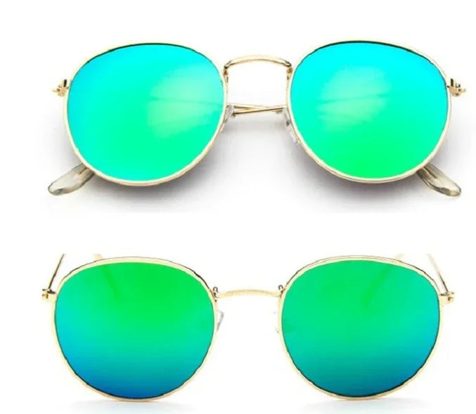 Women Retro Sunglasses Gold + Green Bazaare Mart Sunglasses