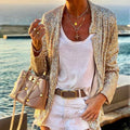 Gold Open Front Sequin Blazer Gold Bazaare Mart Gold Sequin Jacket