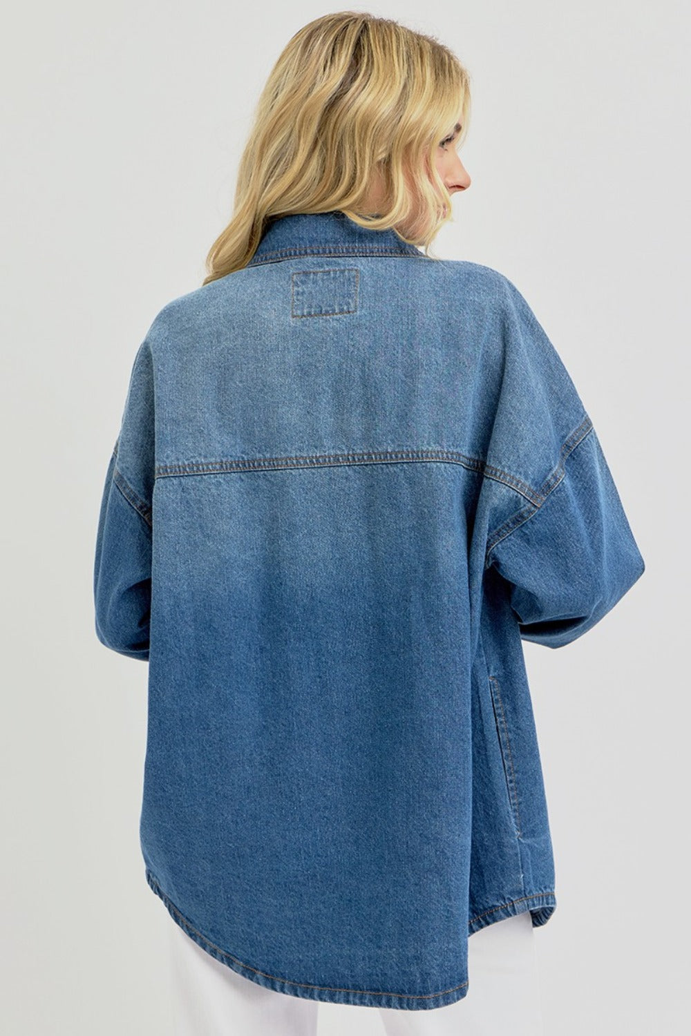 Snap Long Sleeve Denim Shacket