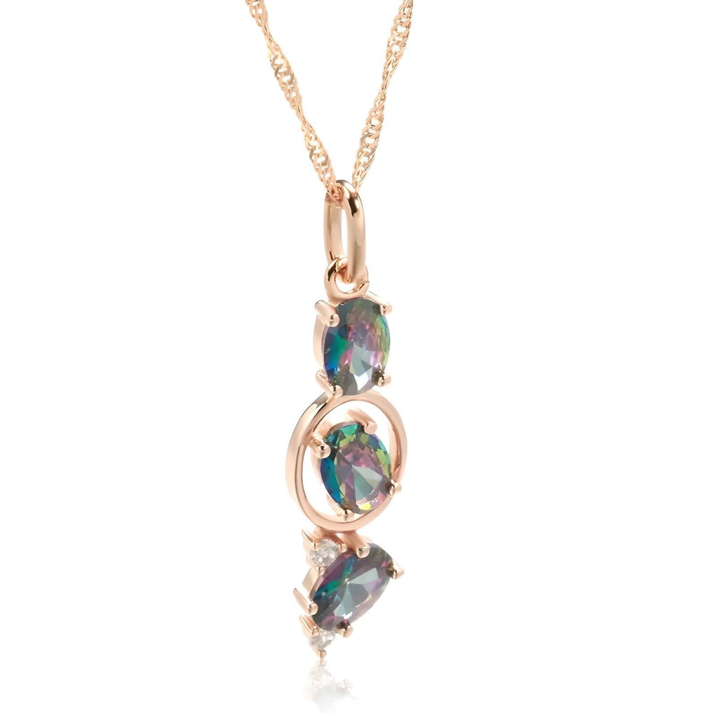 Triple Rainbow Zircon Necklace