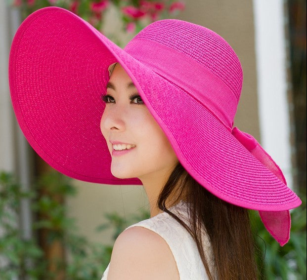 Large Floppy Folding Magenta Beach Hat