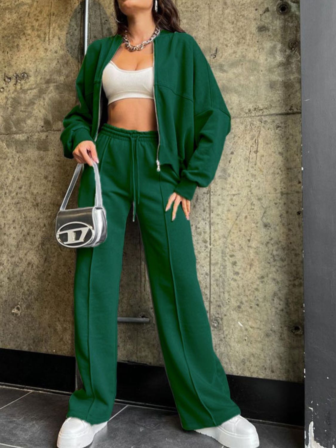 Baseball Zip Up Jacket and Drawstring Pants Set