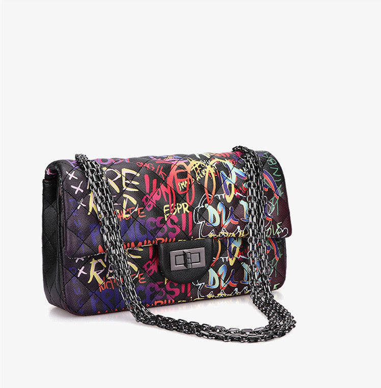 Graffiti Rhombus Chain Purse - Bazaare Mart