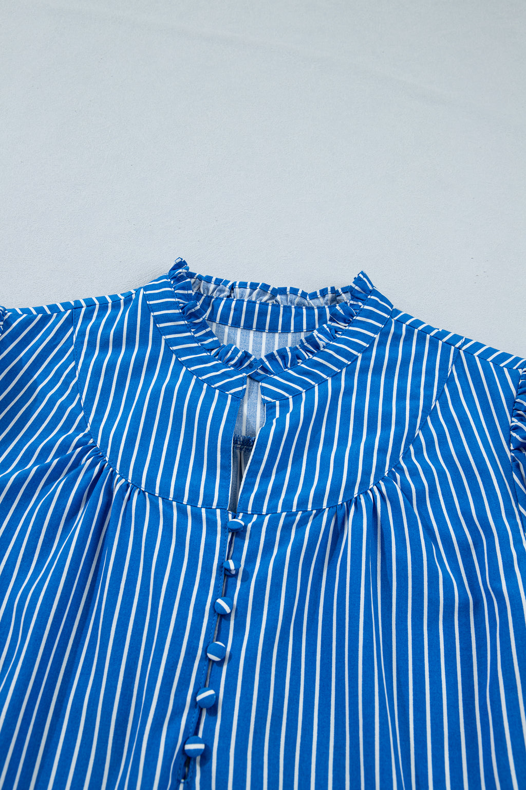 Striped Puff Sleeve Button Front Blouse – Ruffle Cuff Summer Shirt for Women Dear-Lover Dropshipping Tops/Blouses & Shirts