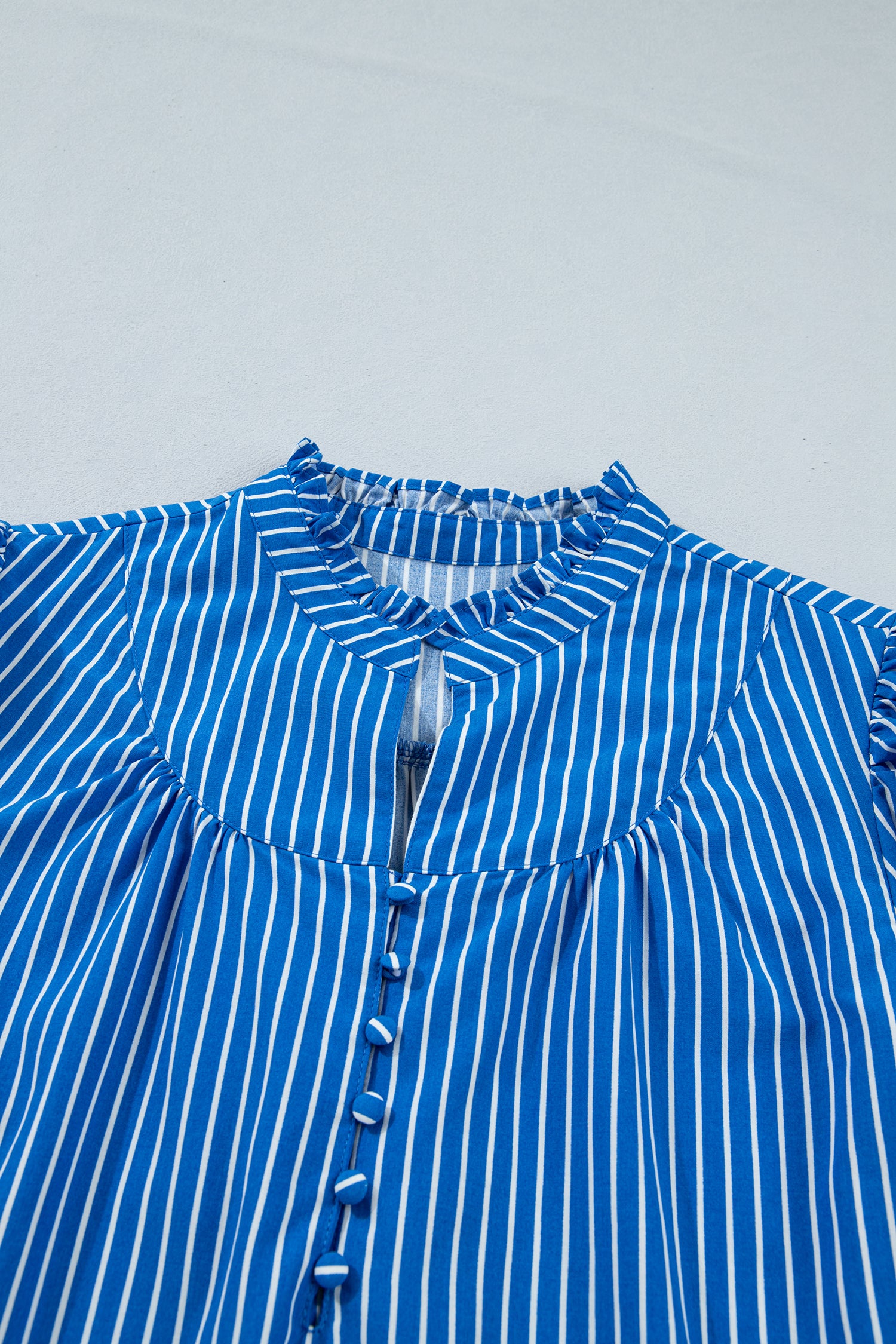 Striped Puff Sleeve Button Front Blouse – Ruffle Cuff Summer Shirt for Women Dear-Lover Dropshipping Tops/Blouses & Shirts