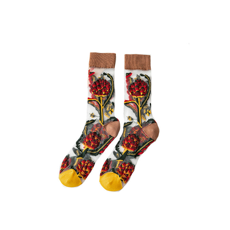 Women's Transparent Floral Socks