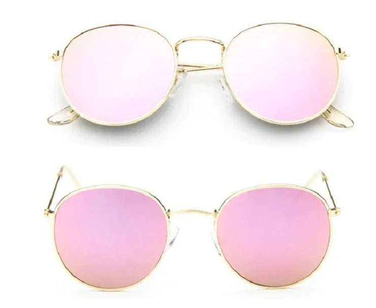 Women Retro Sunglasses Gold + pink Bazaare Mart Sunglasses