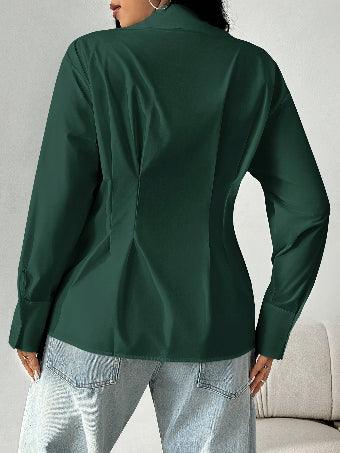 Long Sleeve Solid Color Fitted Blouse Bazaare Mart Long Sleeve Solid Color Fitted Blouse