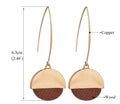 Two-Tone Wood Grain Geo Hook Earrings Wood Bazaare Mart Geo Wood Earrings
