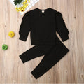 Newborn Baby Girl Ruffles Sweatsuit Set Black CJ Dropshipping Baby Clothes