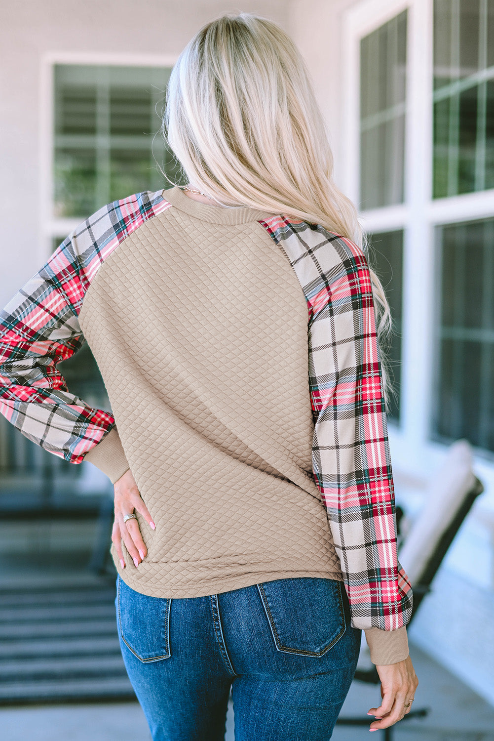 Solid Half Zipper Quilted Pullover Sweatshirt