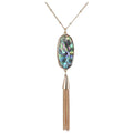 Long Tassel Necklace Abalone shell Bazaare Mart Gold Tassel Necklaces