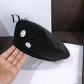 Women's Trendy Embellished PU Beret Black adjustable Bazaare Mart Fancy Beret