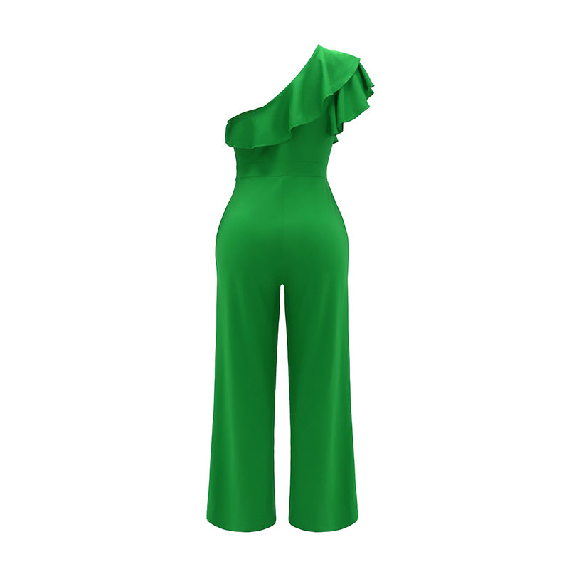 One Shoulder Dressy Wide Leg Jumpsuit