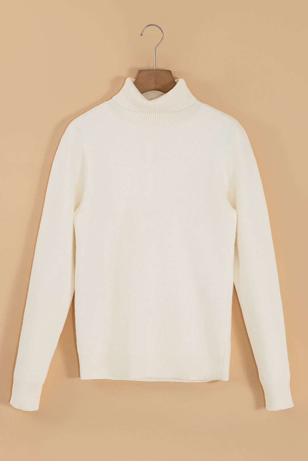 Beige Fleece Lined Turtleneck