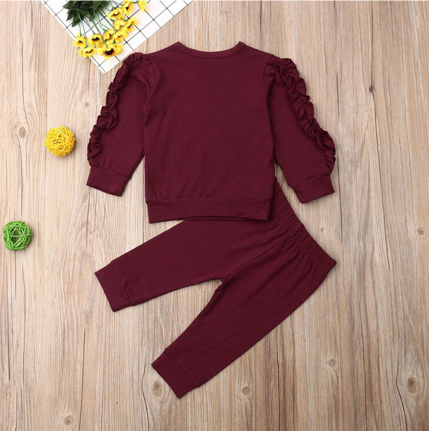 Newborn Baby Girl Ruffles Sweatsuit Set