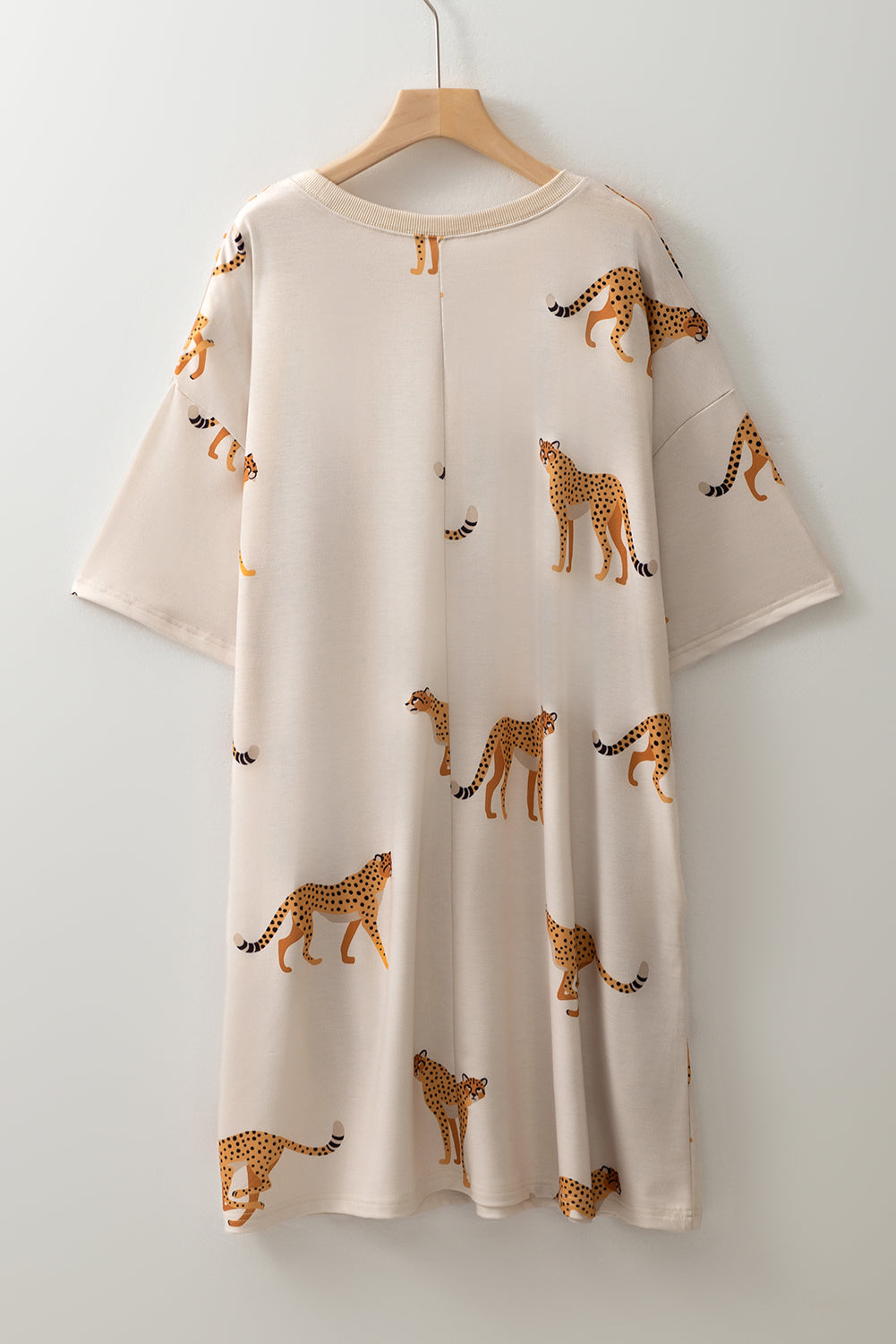 Plus Size Cheetah Print Sleep Tee – Pocketed Drop Shoulder Lounge Nightshirt Dear-Lover Dropshipping Plus Size/Plus Size Dresses/Plus Size Mini Dresses