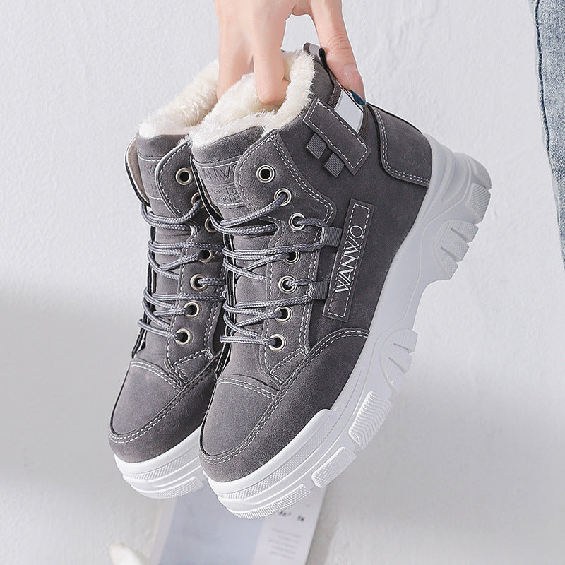 Women Warm Fur Lined High Top Boots