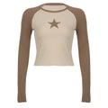 Star Long Sleeve Short T-shirt Khaki Bazaare Mart Star Tee
