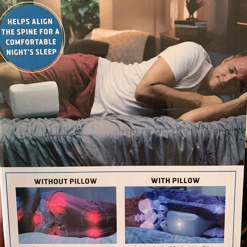 Gel pillow demonstration of spine alignment while you sleep.