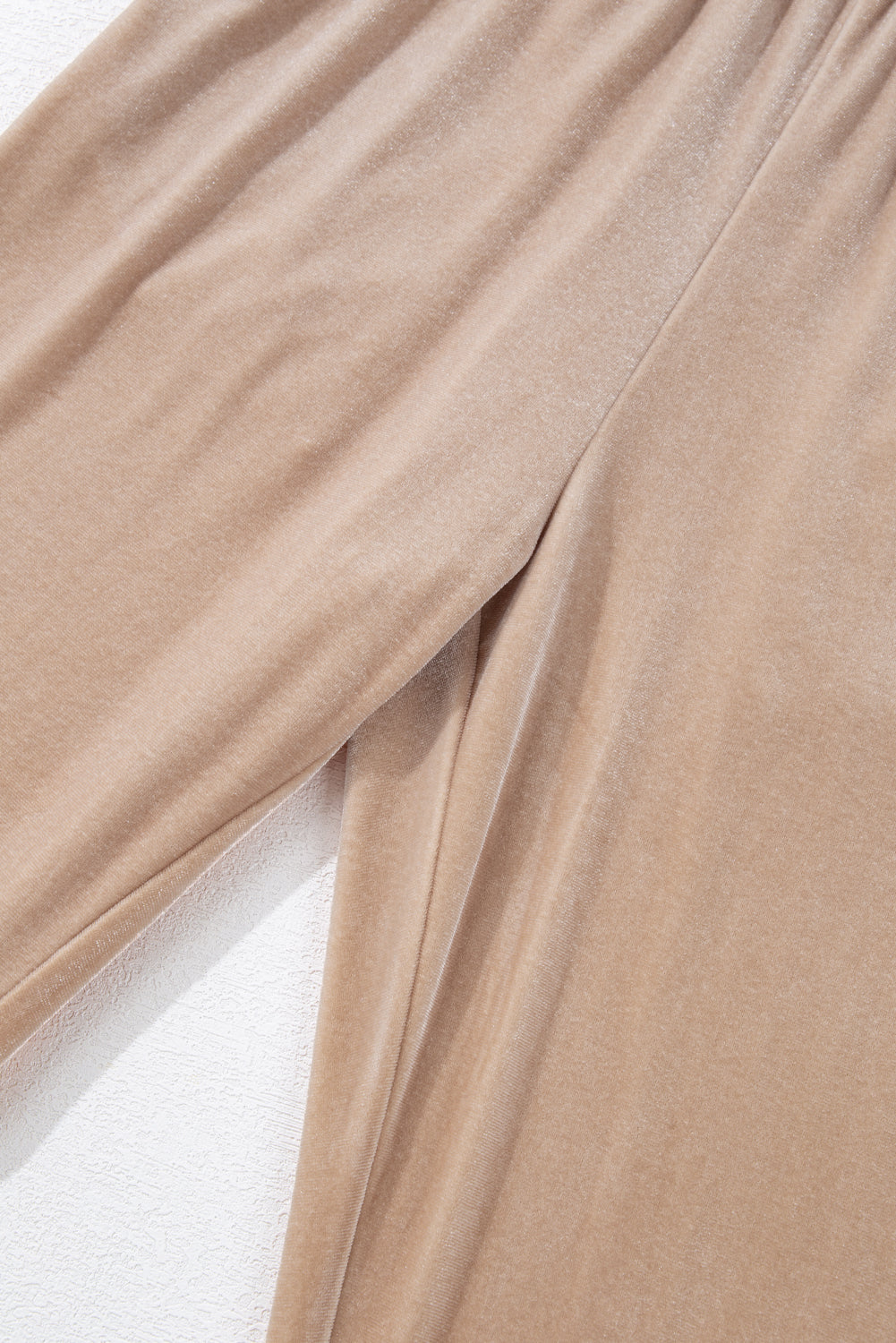 Beige Velvet Zipped Top and Joggers Two Piece Set