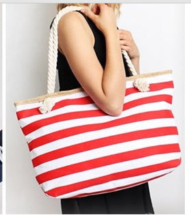 Red Striped Beach Bag