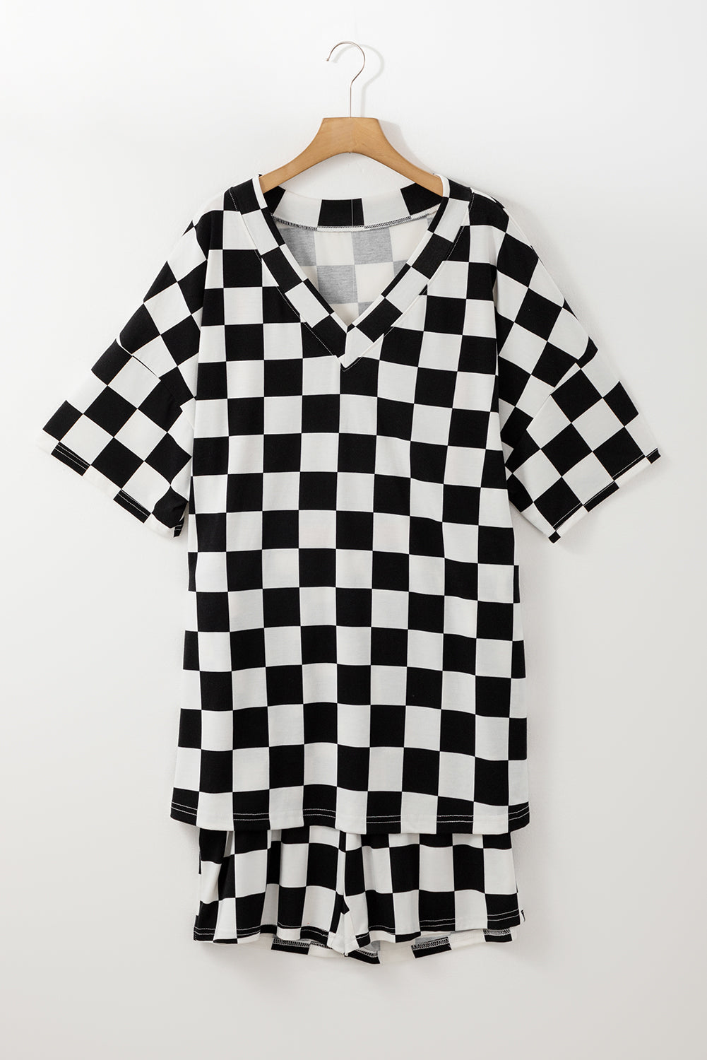 B&W Checkered Tee and Shorts Set