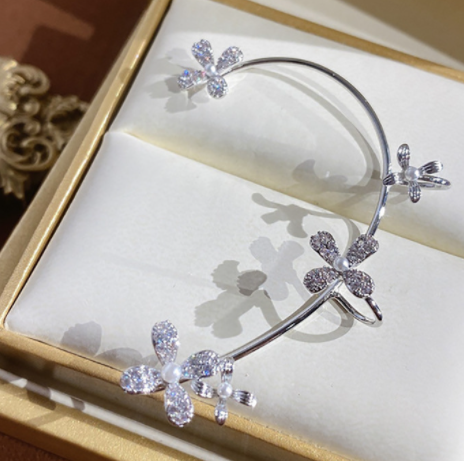 Silver Flower Ear Jewels