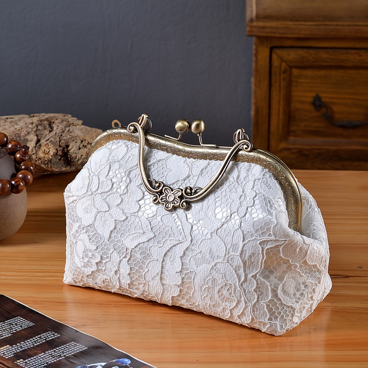 Small Floral Lace Clutch Bag