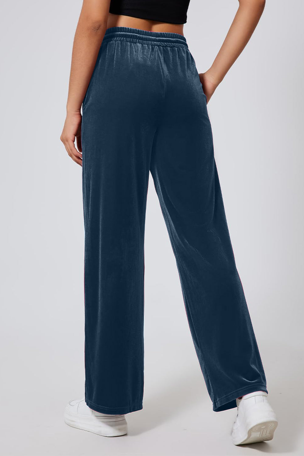 Velvet Drawstring Elastic Waist Pants