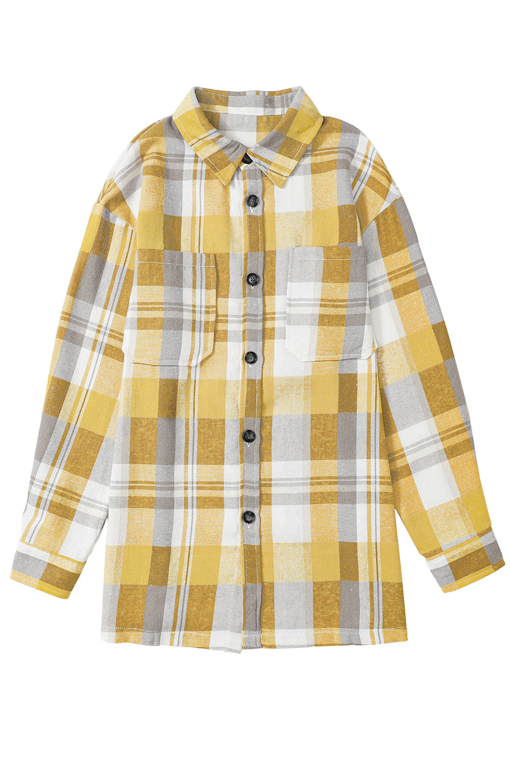 Yellow Plaid Button Up Patch Pocket Shirt