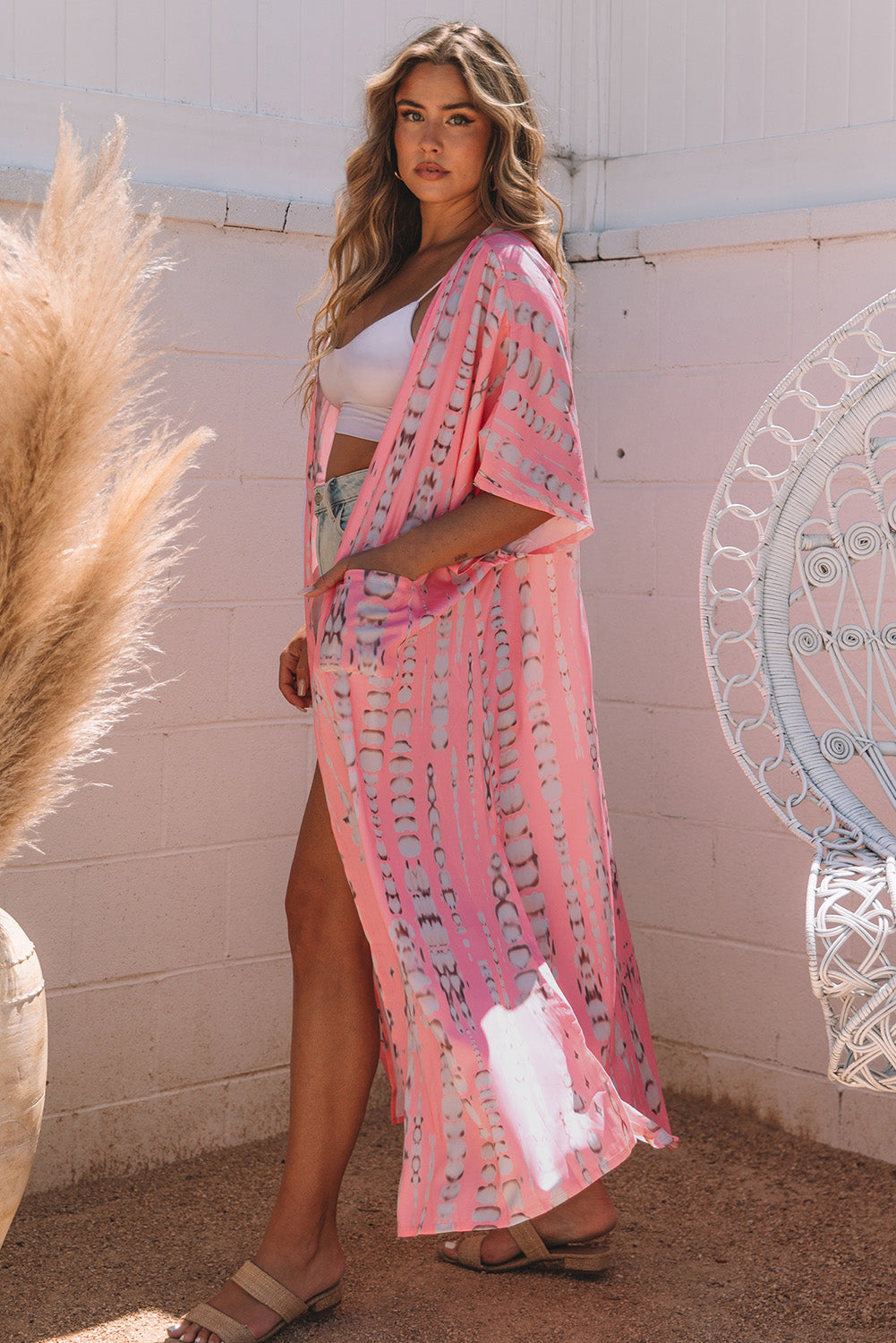 Pink Bohemian Tie Dye Kimono