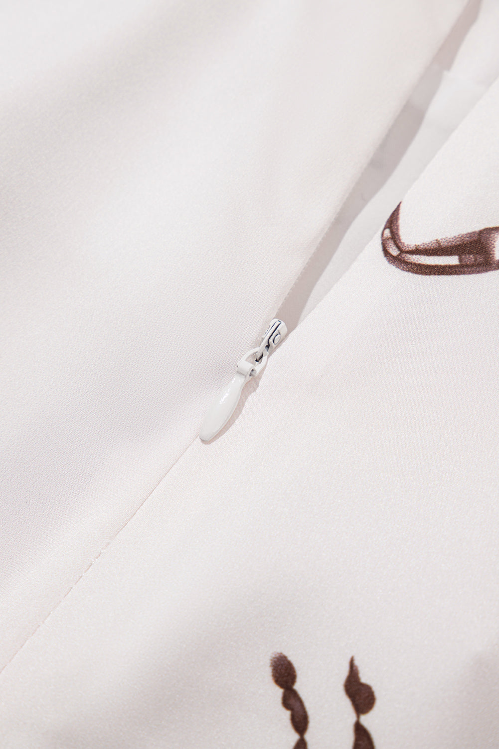 Beige Vintage Print Satin Maxi Skirt Shewin Skirts