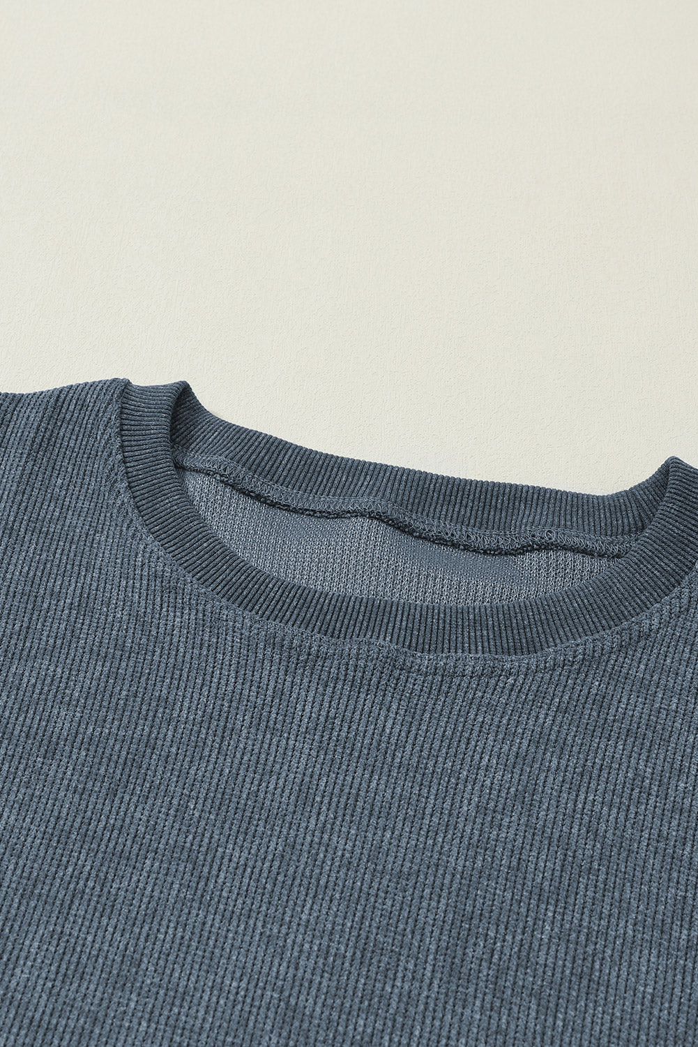 Plain Corded Crew Neck Sweatshirt