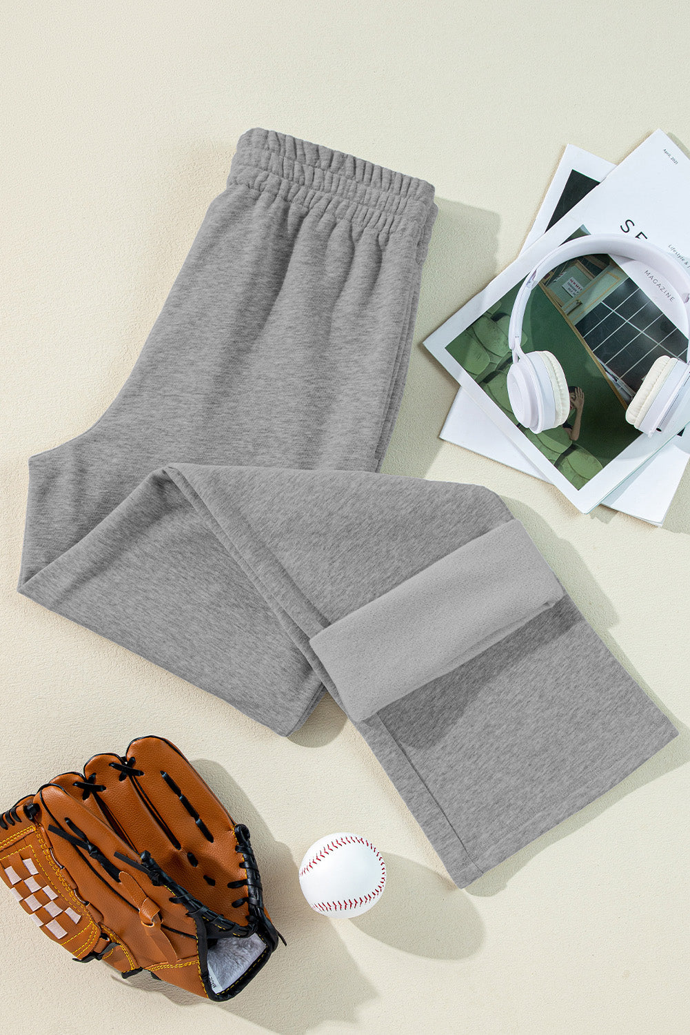 Light Grey Fleece Lined Drawstring Pants