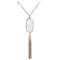 Long Tassel Necklace White shell Bazaare Mart Gold Tassel Necklaces