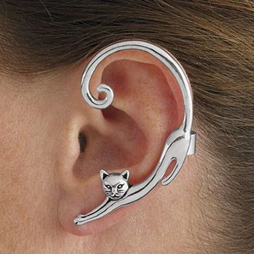Cat Post with Ear Cuff Ear Wrap Bazaare Mart Silver Cat Ear Wrap