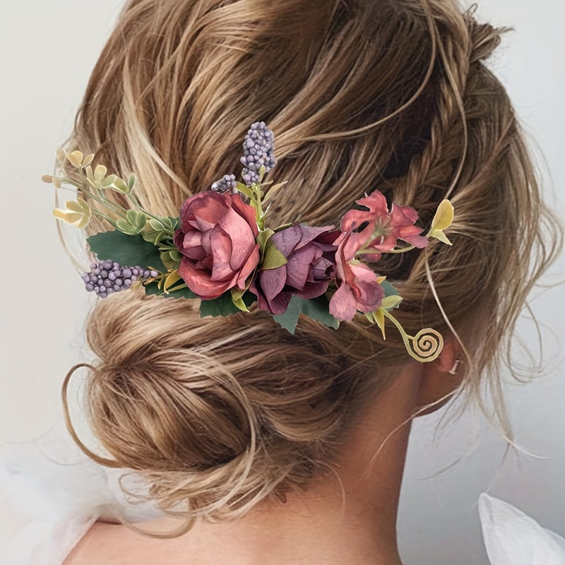 Elegant Fabric Roses Hair Combs